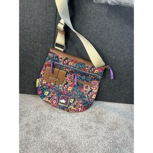 Lily Bloom multi color purse w/ beige adjustable strap Owl Design Multi Zipper